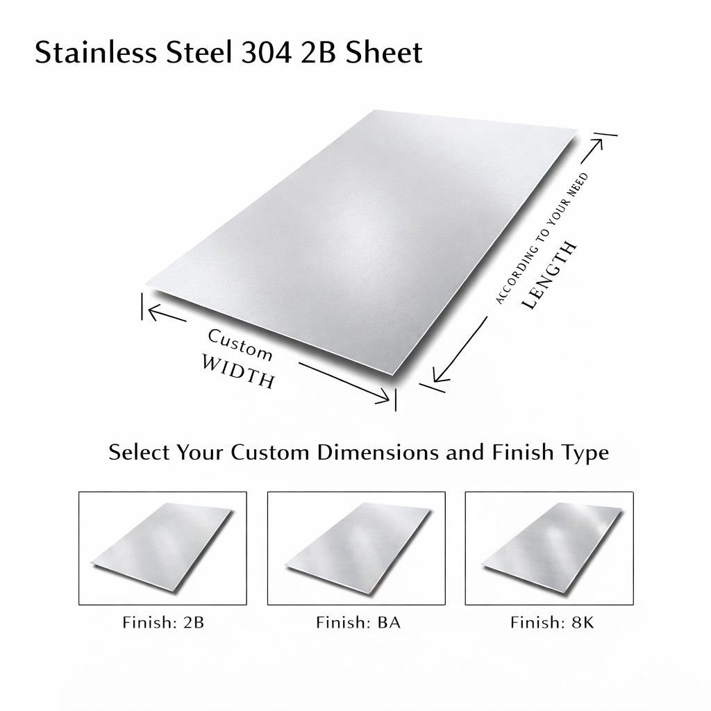 SS 304 2B Sheet custom size options – stainless steel 304 2B finish sheet with BA and 8K finishes from Sarvottam Steel

